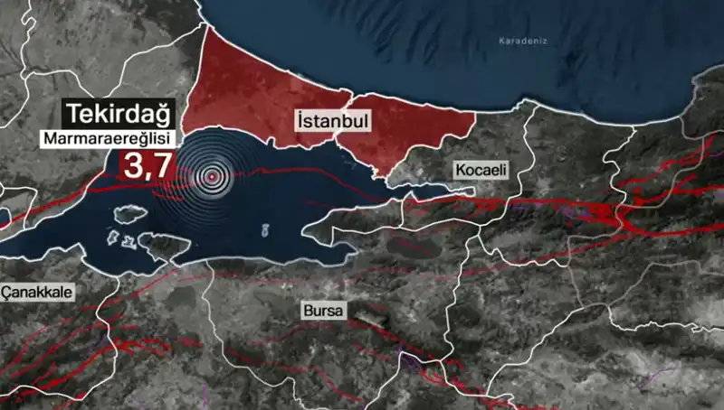 Marmara Denizi'nde Gelişen 3,7 Büyüklüğünde Deprem Panik Yarattı